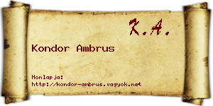 Kondor Ambrus névjegykártya